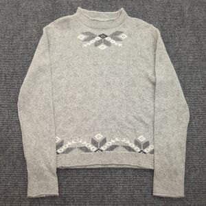 VTG 90s Gray Angora Blend Mock Neck Sweater Women’s L, Quiet Luxury, Old Money